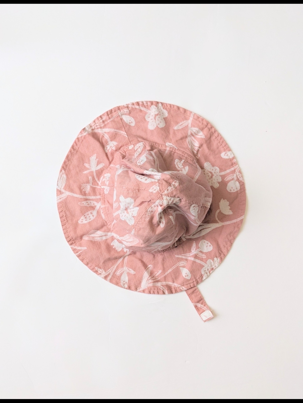 Carter's Pink Floral Bucket Sun Hat with Chin Strap